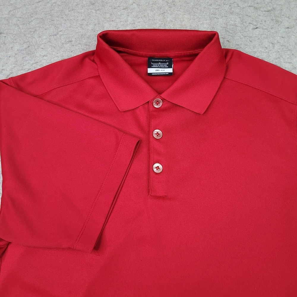 Nike Golf Dri Fit Polo Shirt Mens Large Red Short Sleeve Performance Lightweight